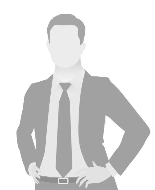 Default placeholder businessman half-length portrait photo avatar. Man gray color